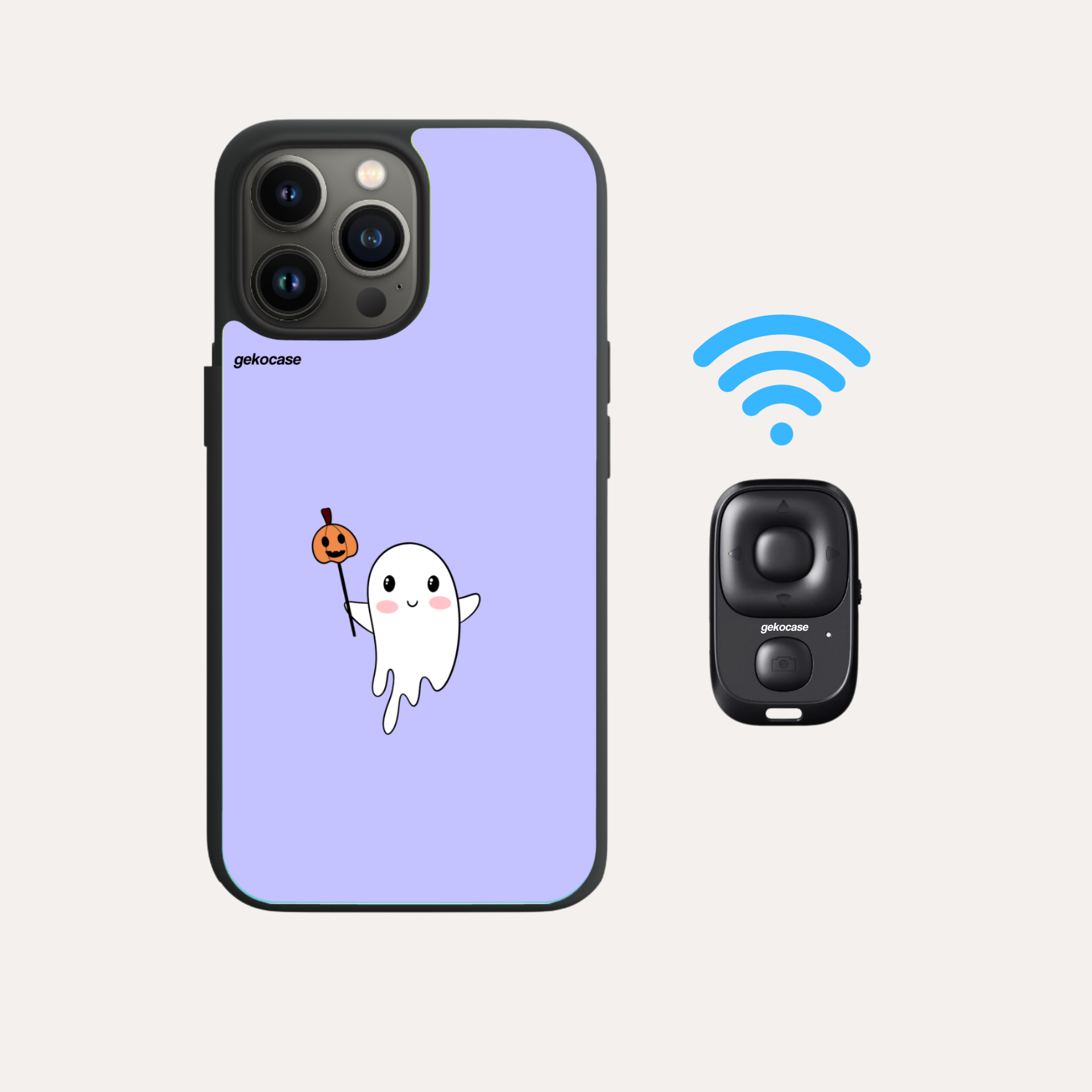 gekocase original + Wireless photo remote + Spooky Boo [skin cover]